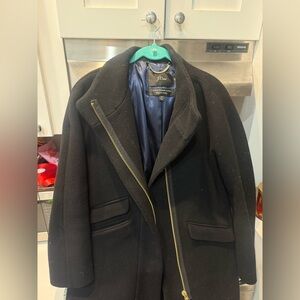 J. Crew Women’s Black Trench Coat with Gold Zipper